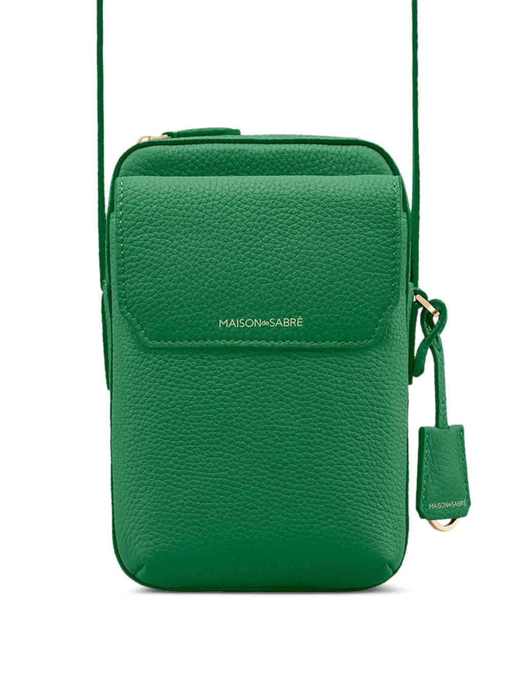 Maison De Sabre Zip Flap Leather Phone Pouch In Green