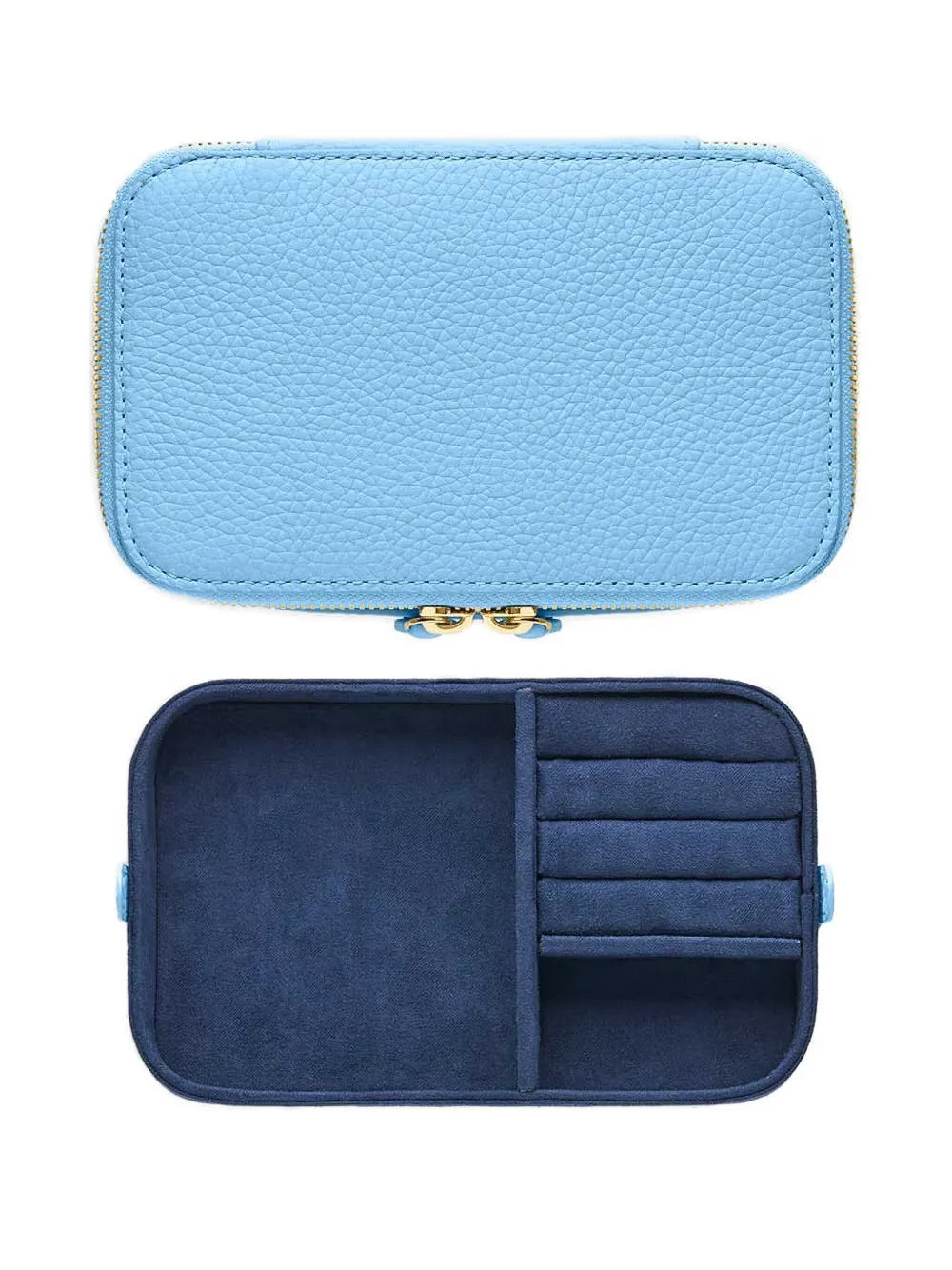 Maison De Sabre Zip Leather Jewellery Case In Blue