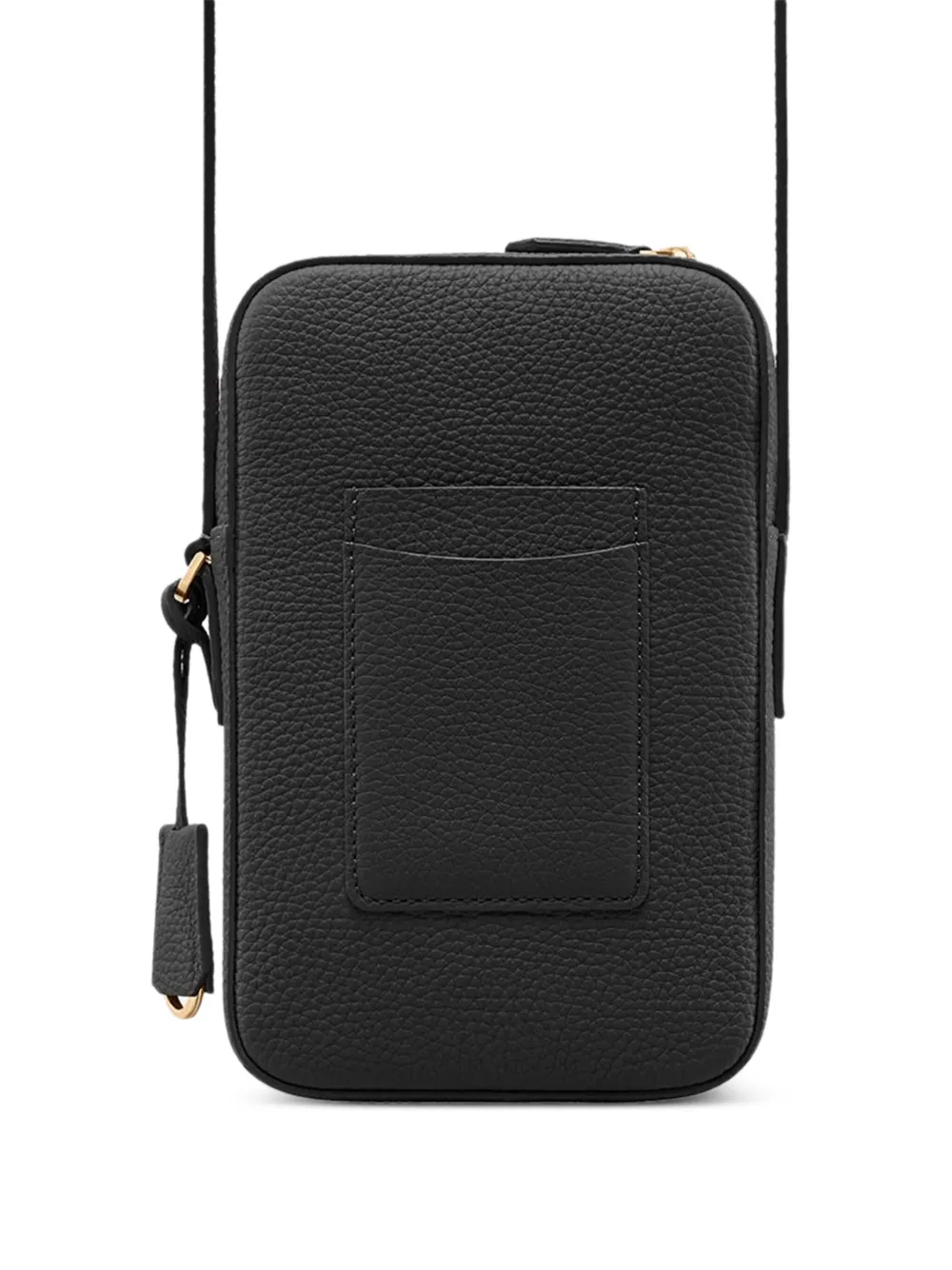 Maison De Sabre Zipped Flap Leather Phone Pouch In Black