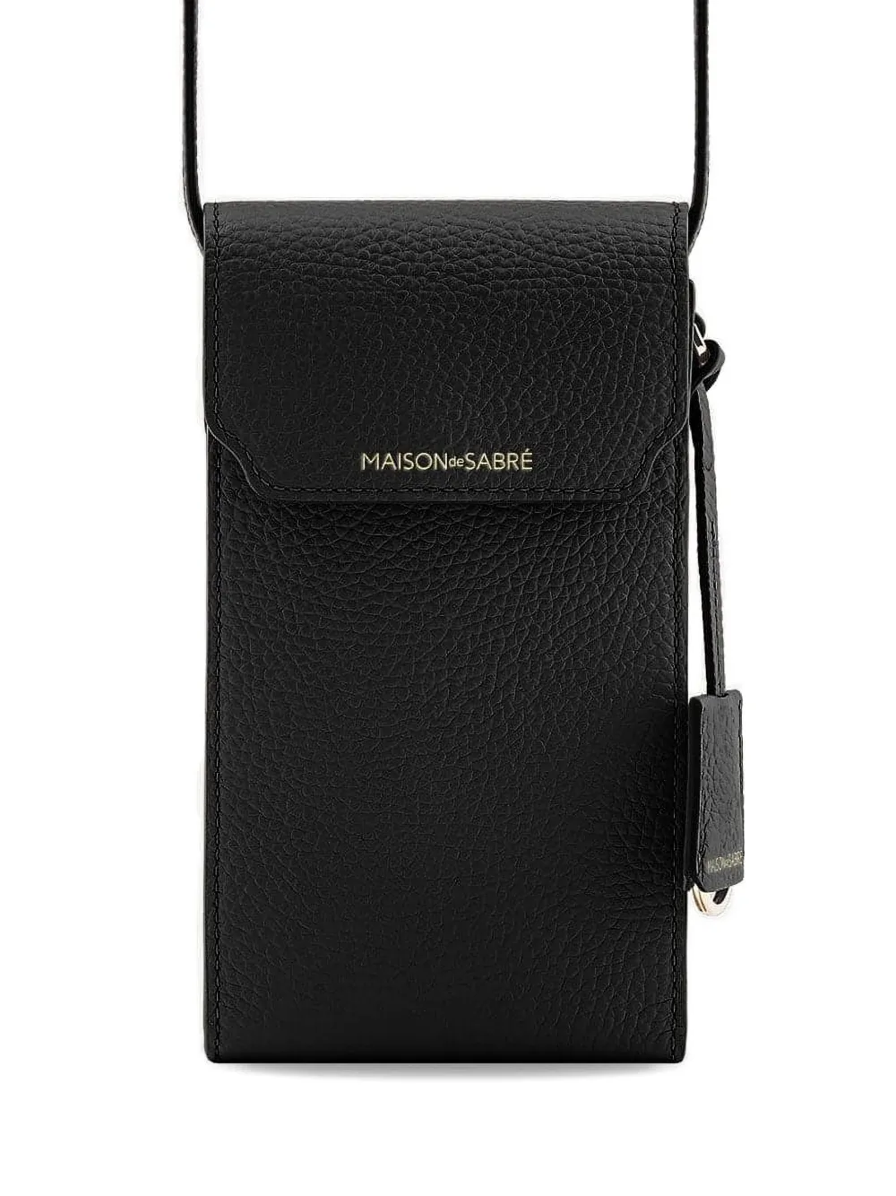 Maison De Sabre Flap Leather Phone Pouch In Black