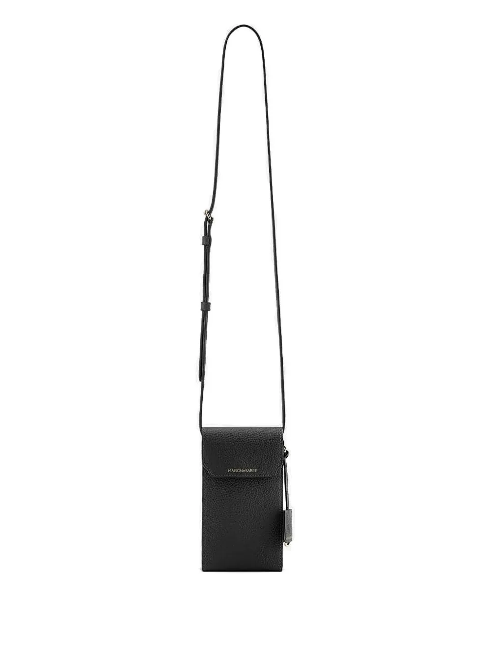Maison De Sabre Flap Leather Phone Pouch In Black