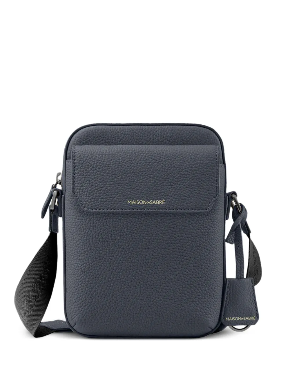 Maison De Sabre Flap Leather Messenger Bag In Gray