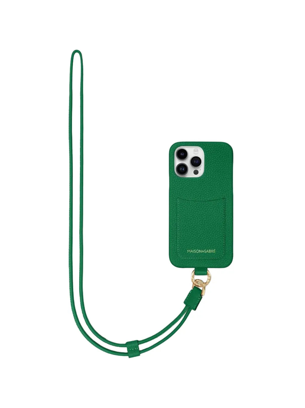 MAISON de SABRÉ Cover per iPhone 14 Pro con fessura portacarte e cordino - Verde