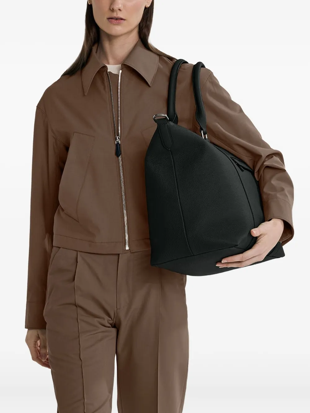 Maison De Sabre Weekender Leather Tote Bag In Black