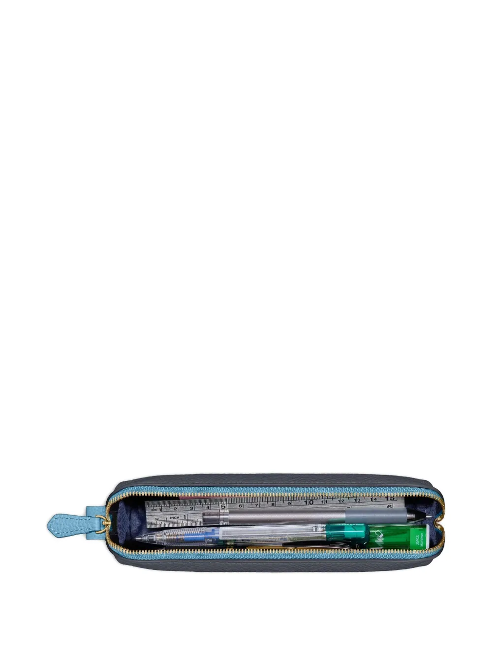 Maison De Sabre Dual-tone Zipped Leather Pencil Case In Blue