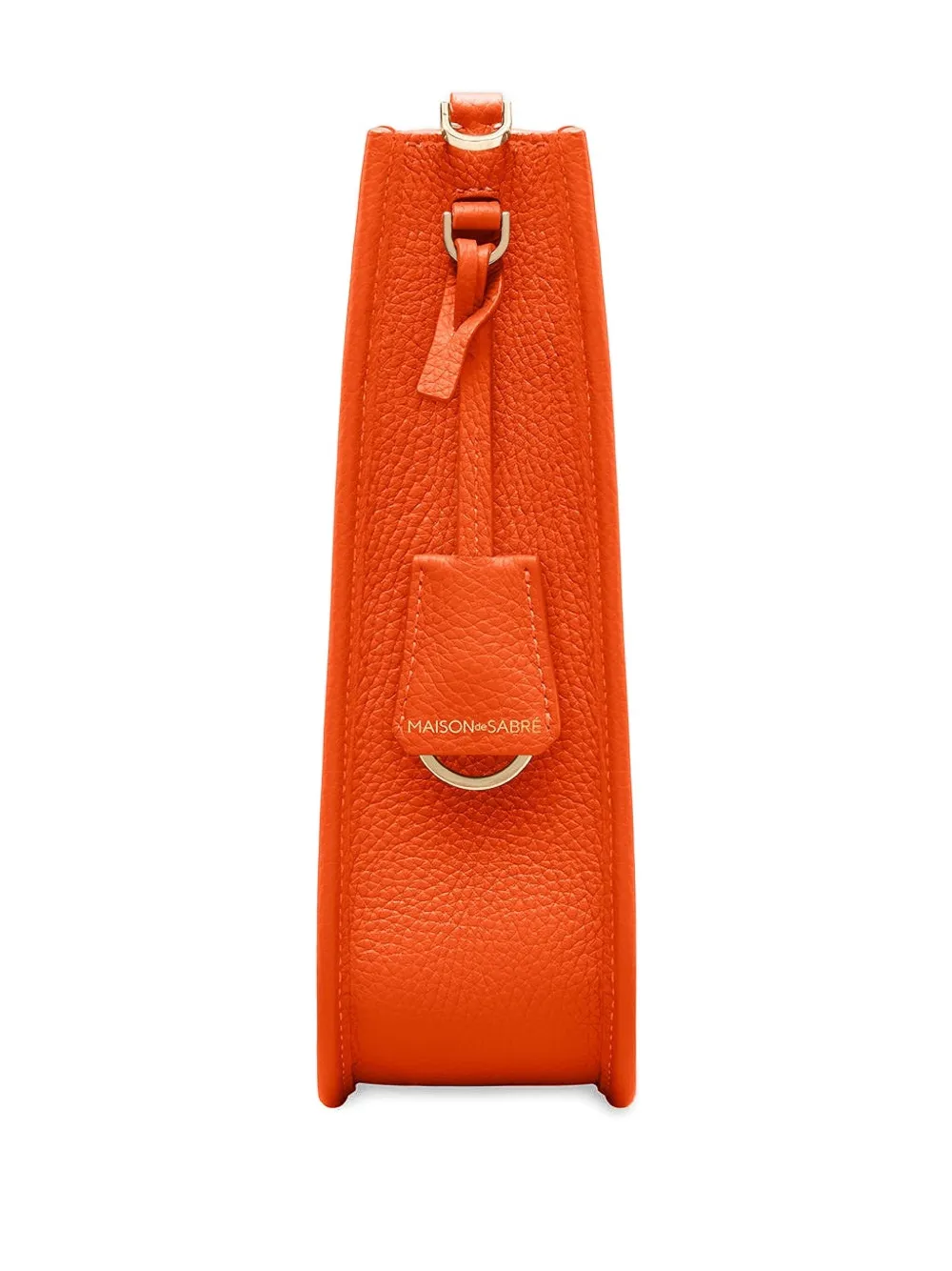 Maison De Sabre Jacquard Strap Leather Saddle Bag In Orange