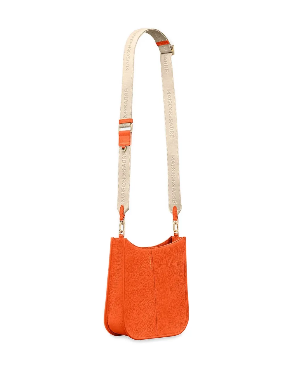 Maison De Sabre Jacquard Strap Leather Saddle Bag In Orange