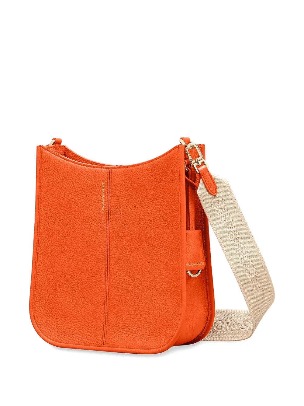 Maison De Sabre Jacquard Strap Leather Saddle Bag In Orange