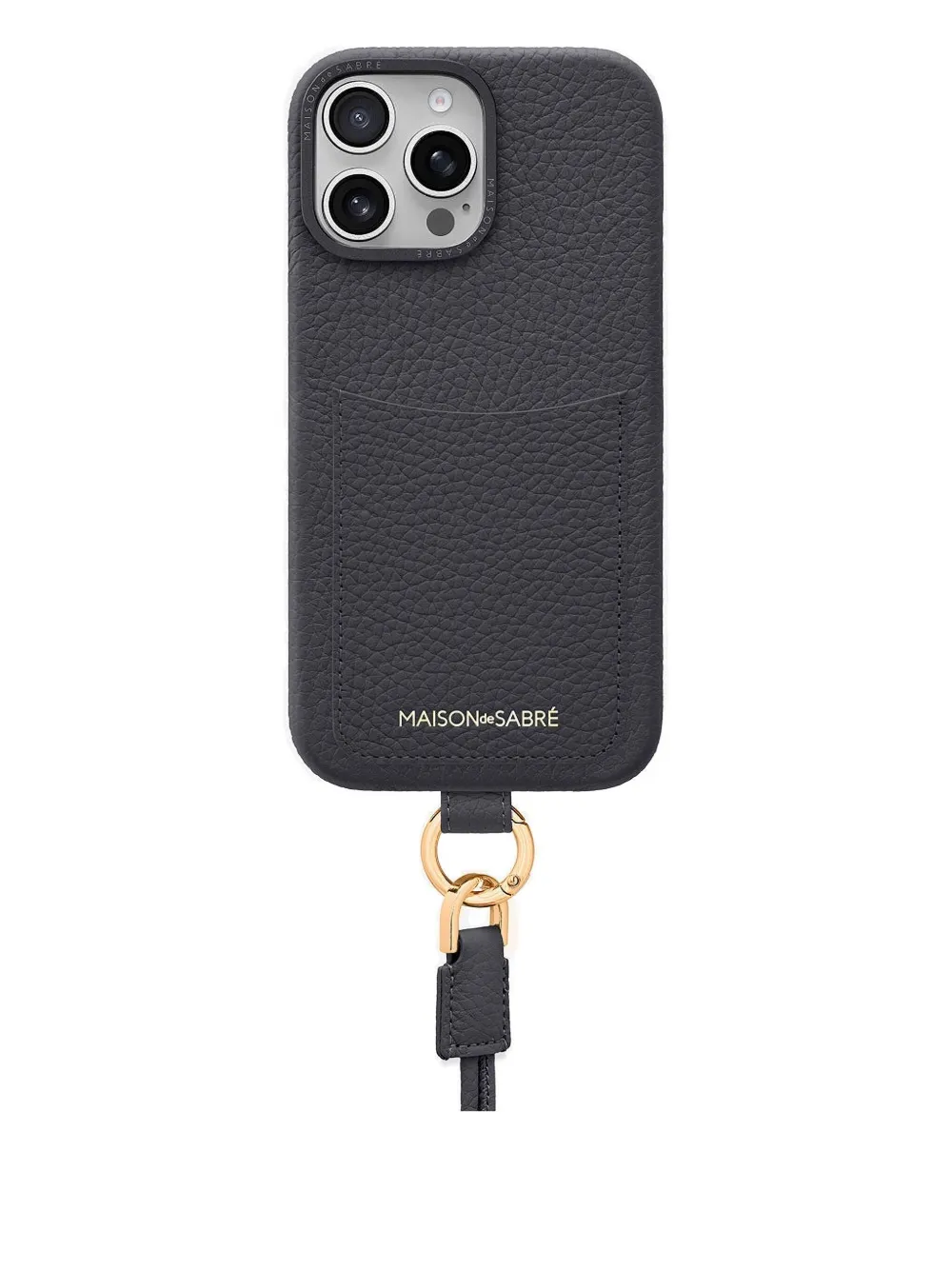 MAISON de SABRÉ Cover per iPhone 16 Pro Max in pelle con fessura portacarte - Grigio