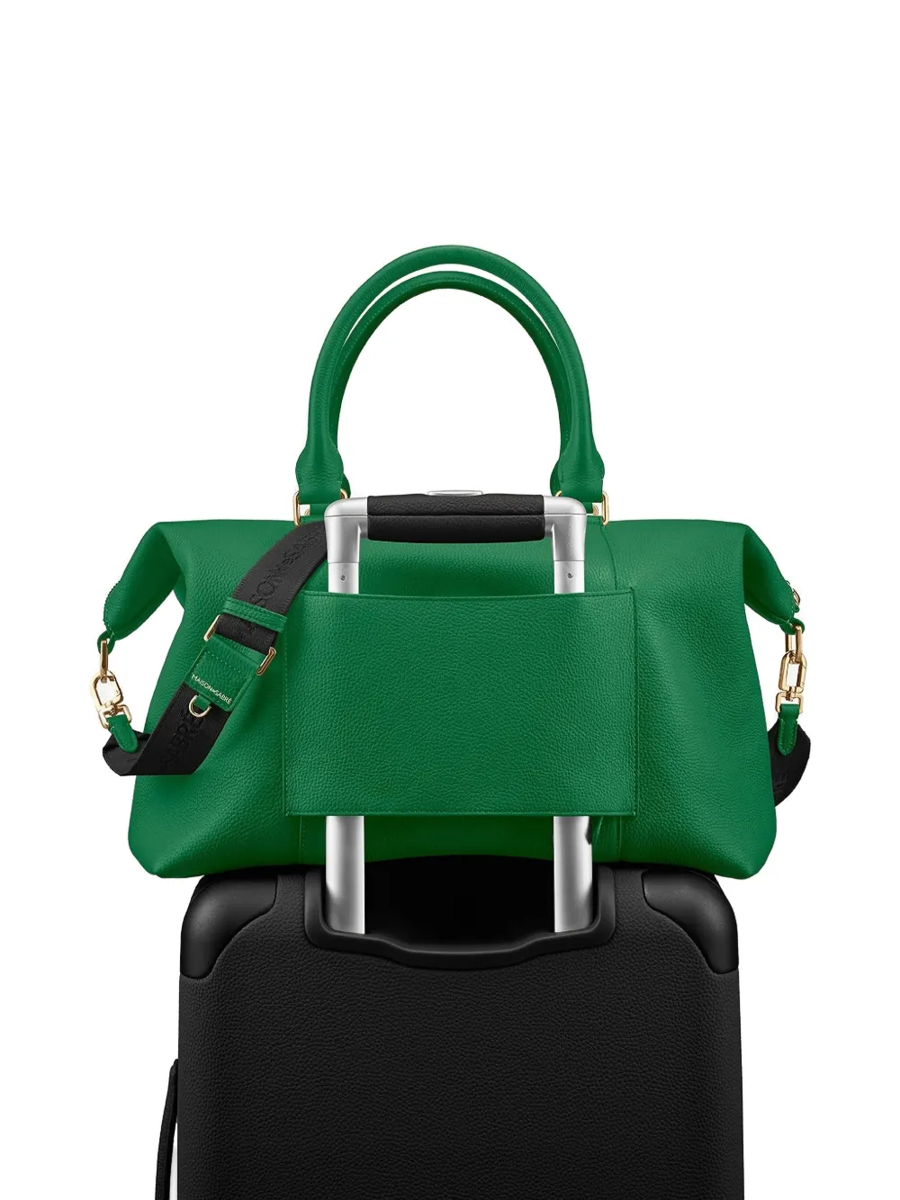 MAISON de SABRÉ Leren weekendtas met rits Groen