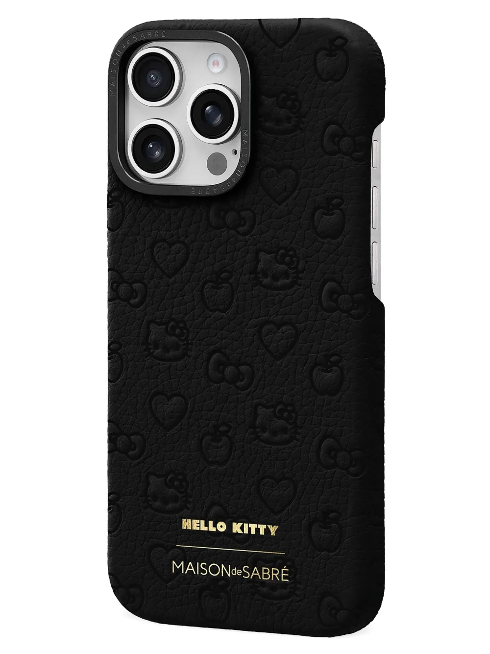 Maison De Sabre Embossed Leather Phone Case In Black