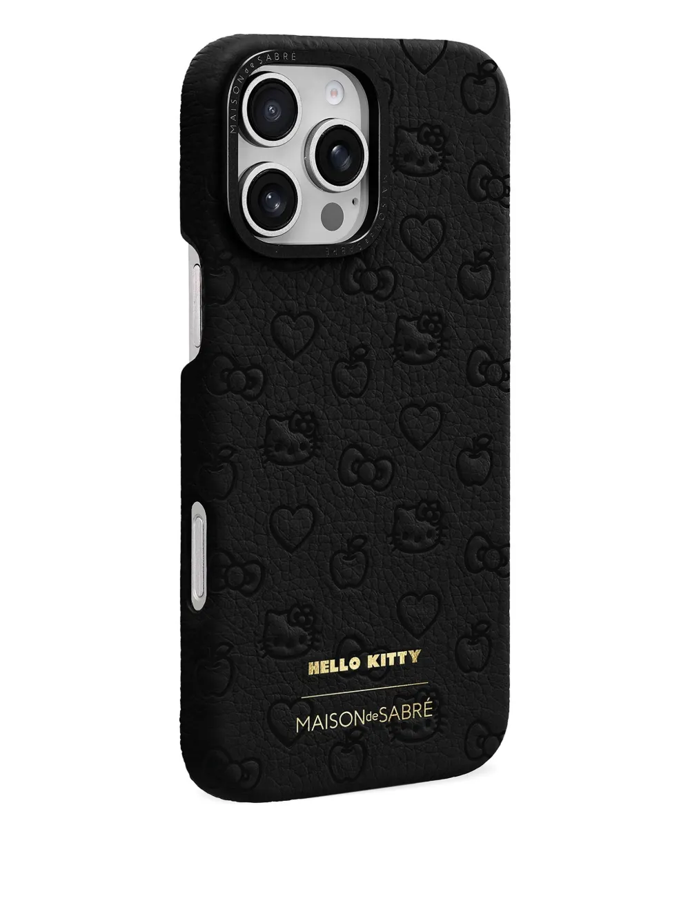 Maison De Sabre Embossed Leather Phone Case In Black