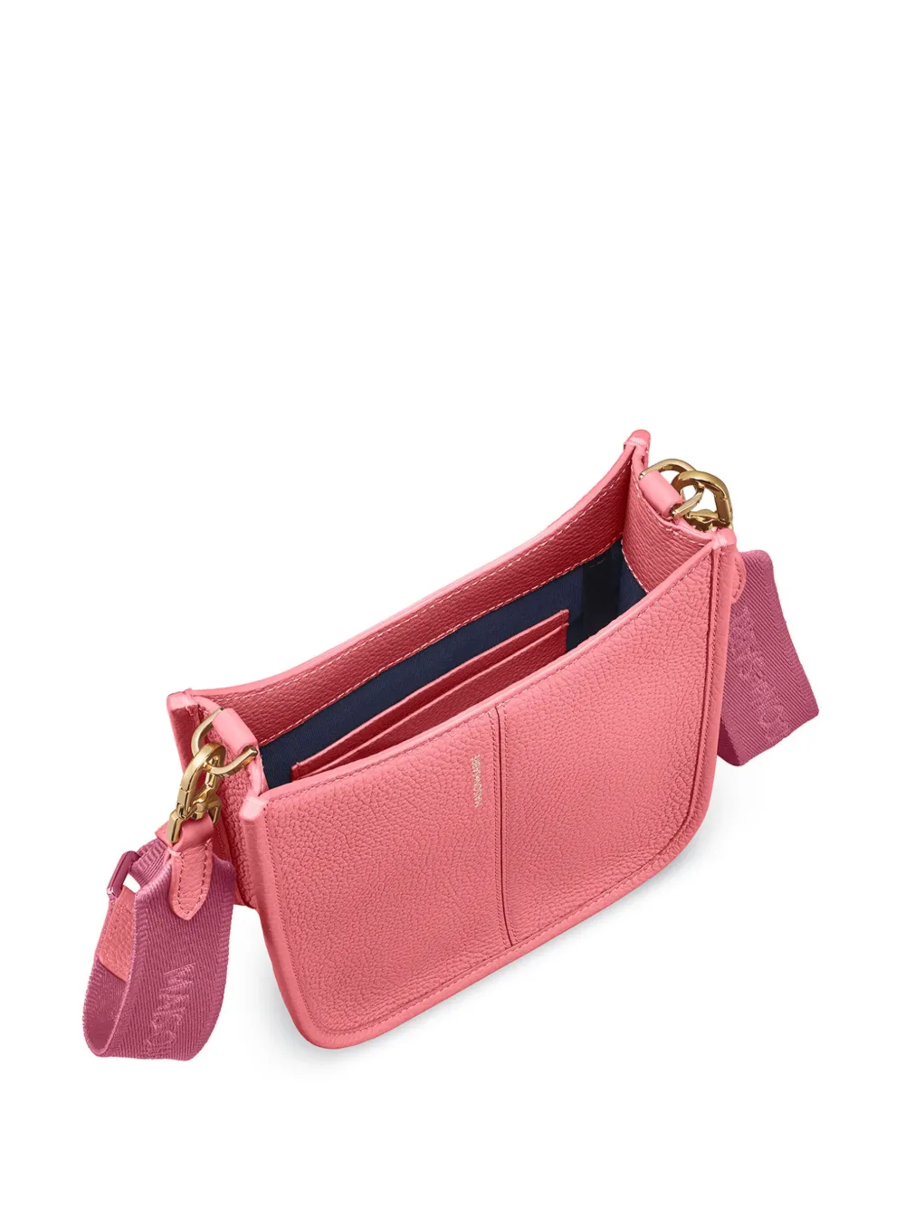 Maison De Sabre Jacquard Strap Leather Crossbody Bag In Pink