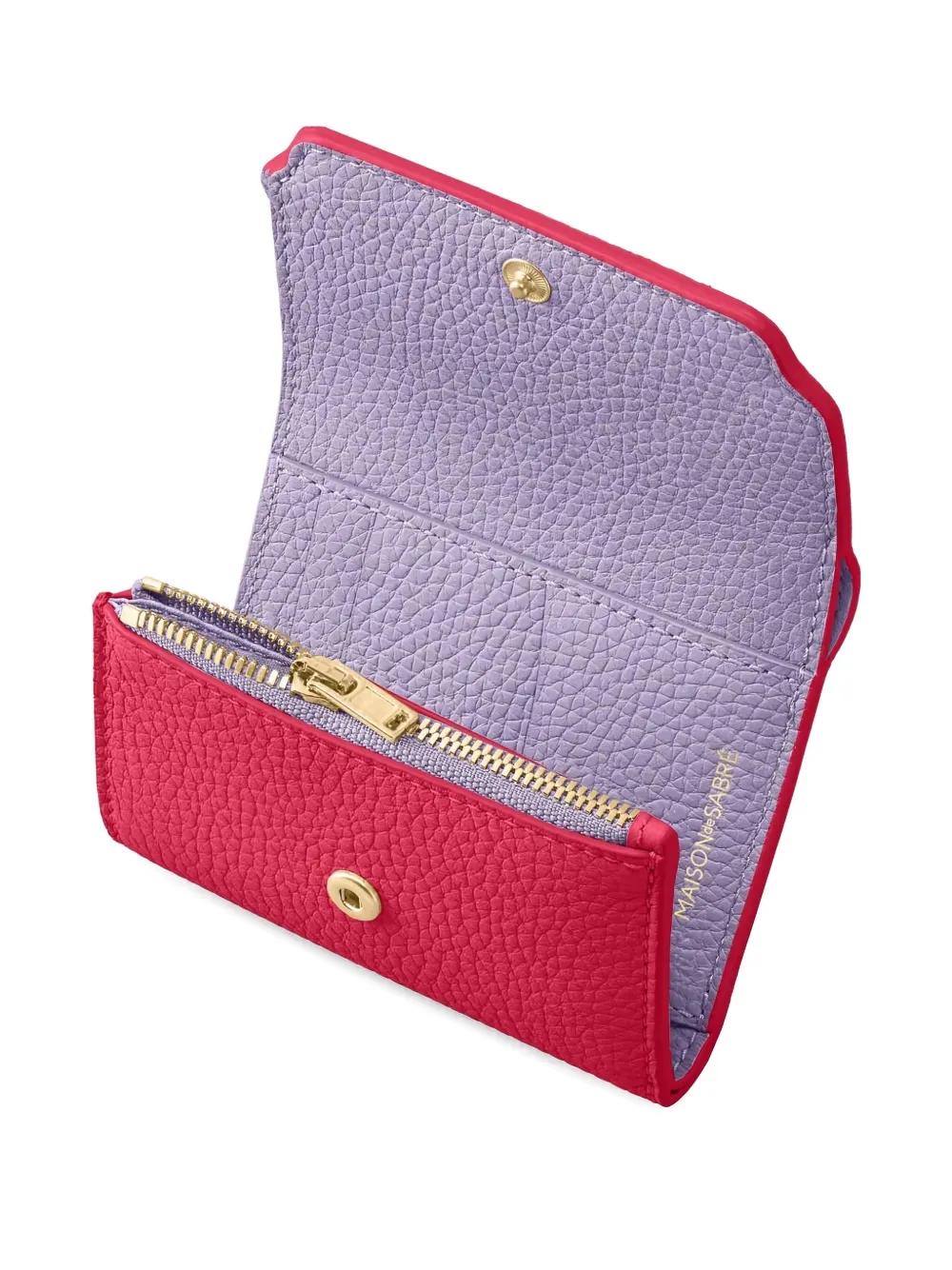 Maison De Sabre Pebbled Leather Trifold Wallet In Pink