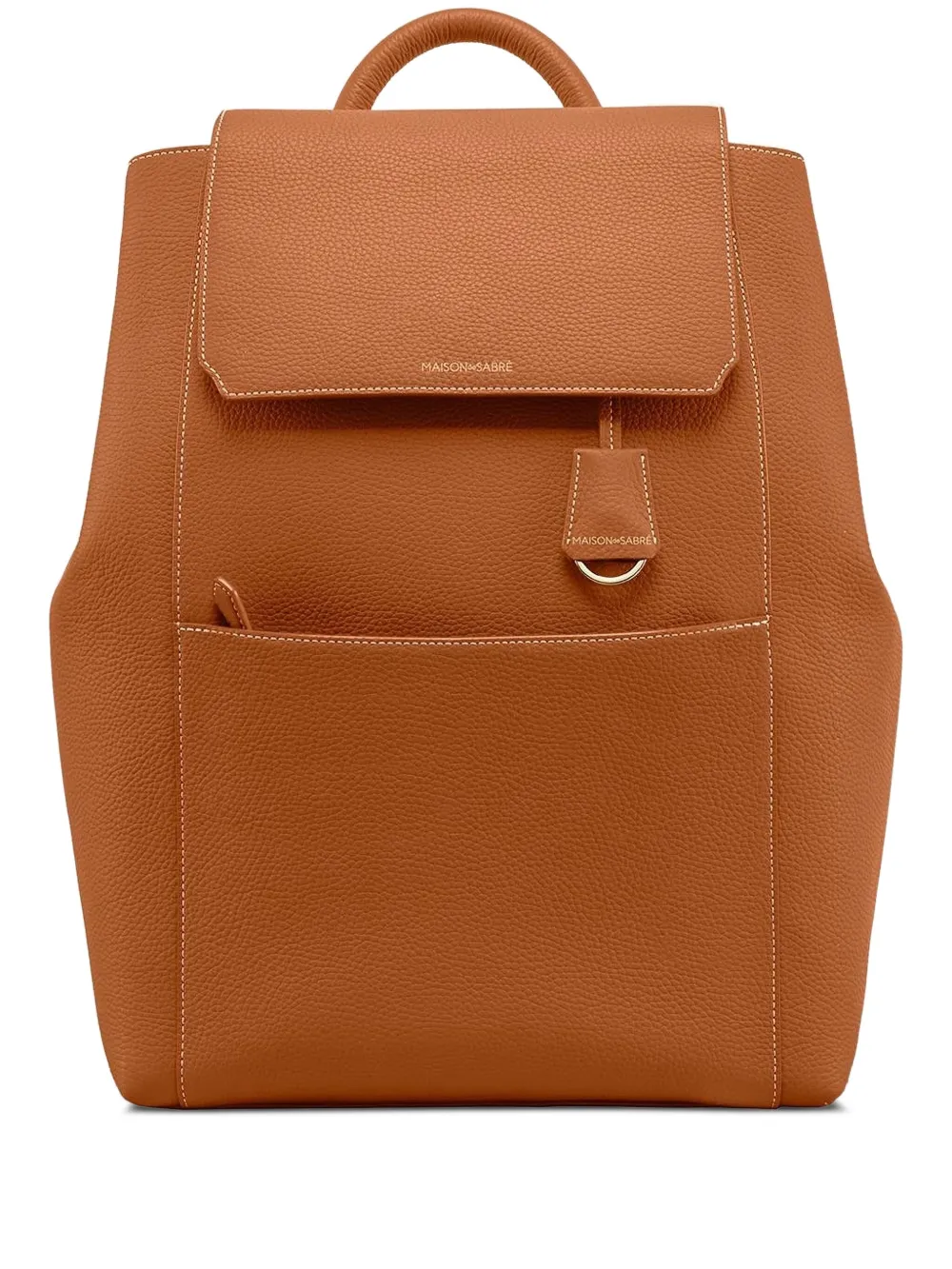 Maison De Sabre Flap Leather Soft Backpack In Brown