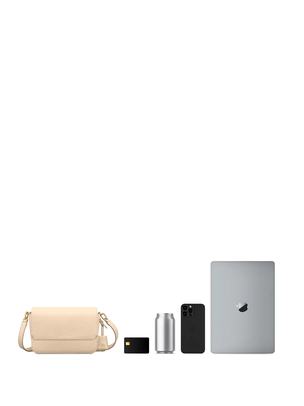 MAISON de SABRÉ Borsa a spalla in pelle con battente e tracolla regolabile - Toni neutri