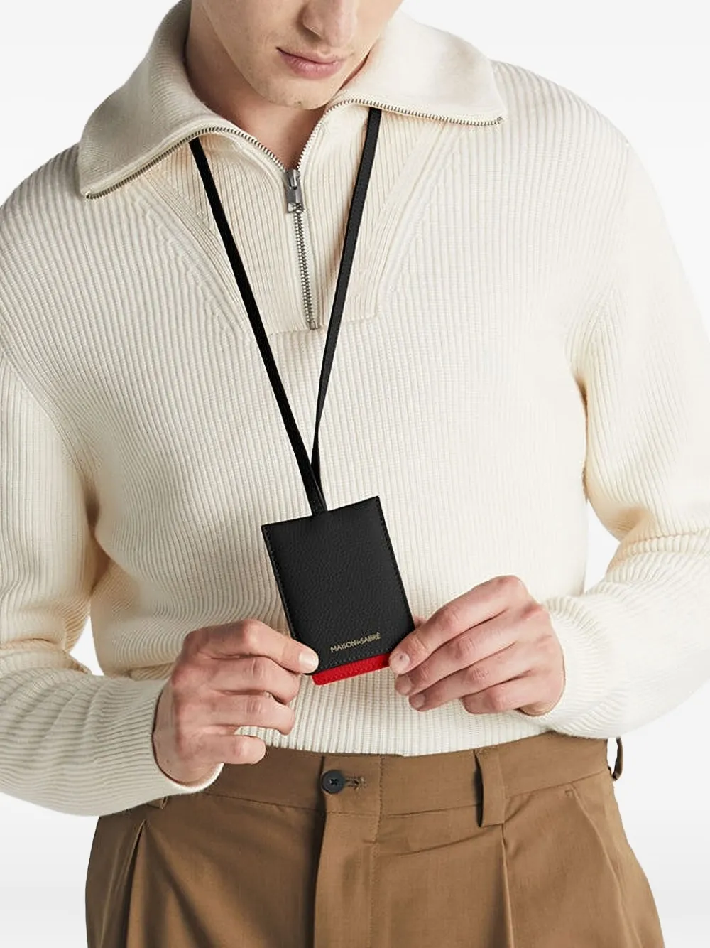 Maison De Sabre Dual-tone Leather Cardholder In Black