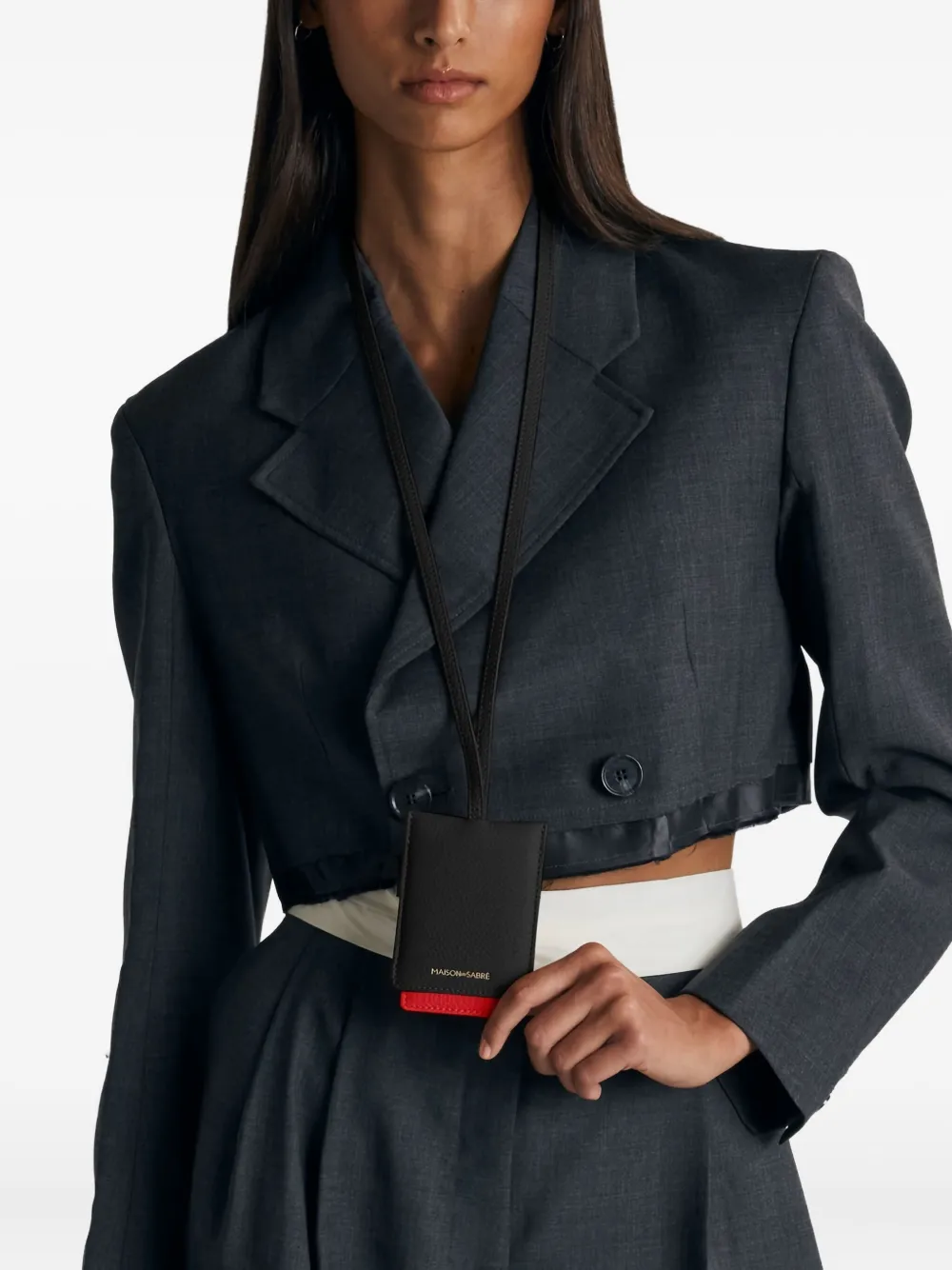 Maison De Sabre Dual-tone Leather Cardholder In Black