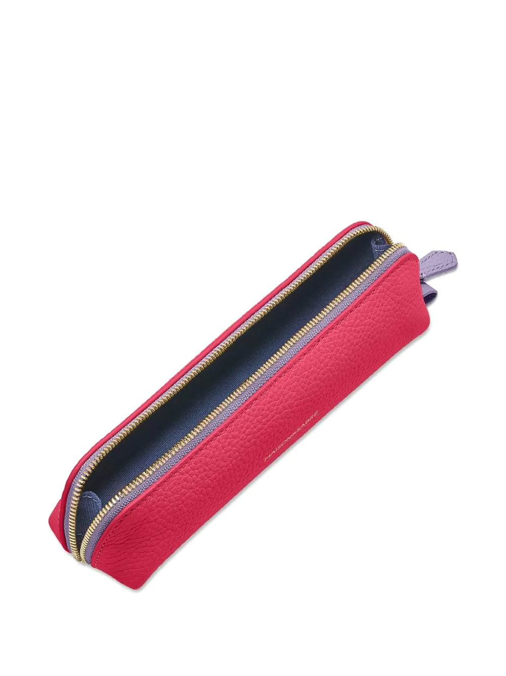 Maison De Sabre Rolled Zip Leather Pencil Case In Pink