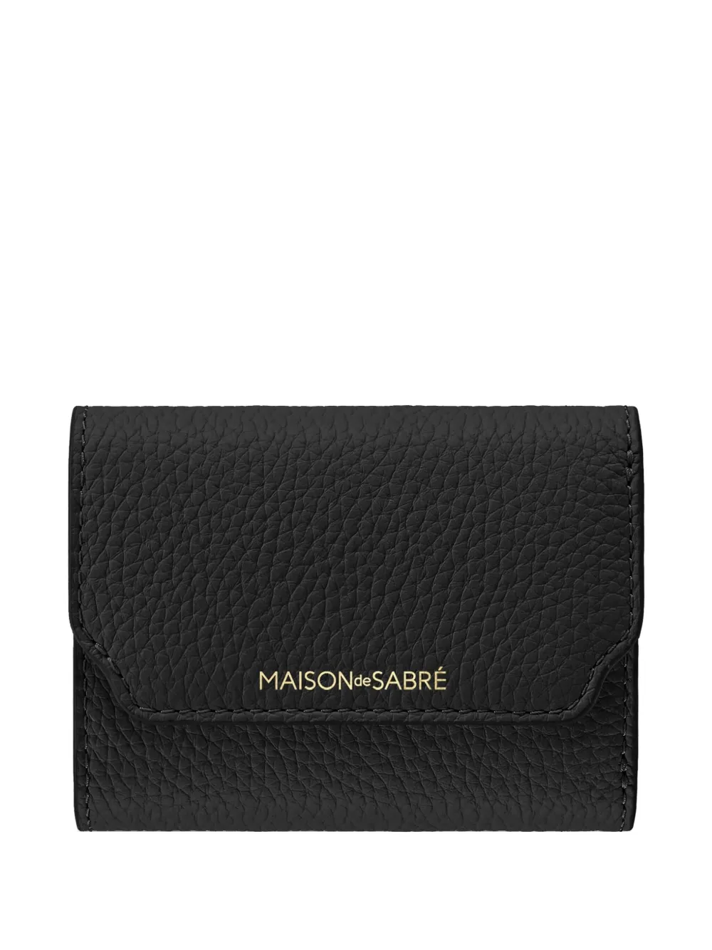 Maison De Sabre Pebbled Trifold Leather Wallet In Black