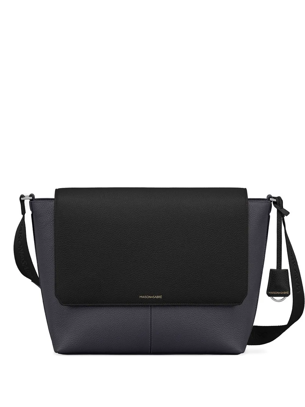 Maison De Sabre Flap Leather Messenger Bag In Black