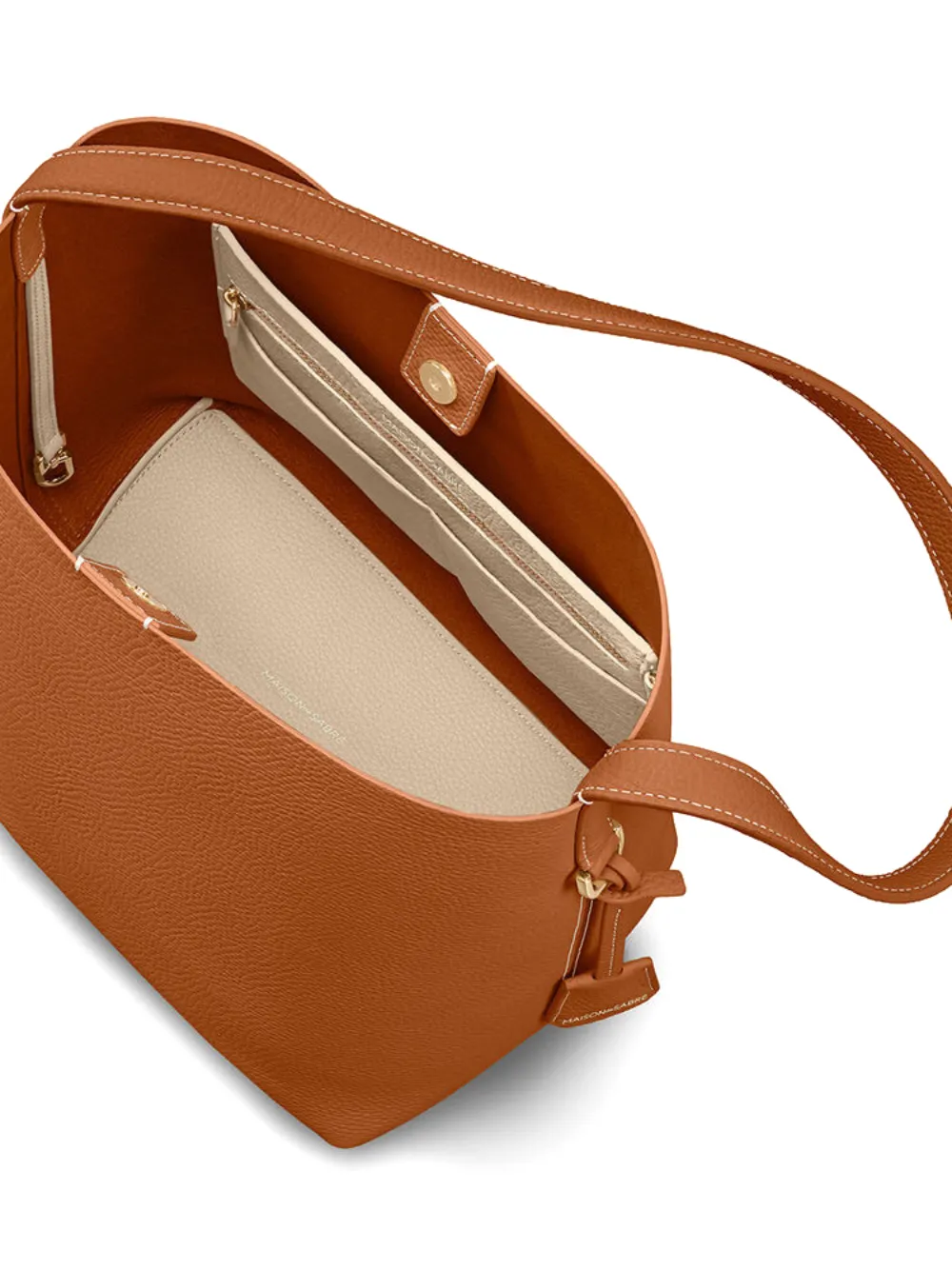 Maison De Sabre Drawstring Leather Bucket Bag In Brown