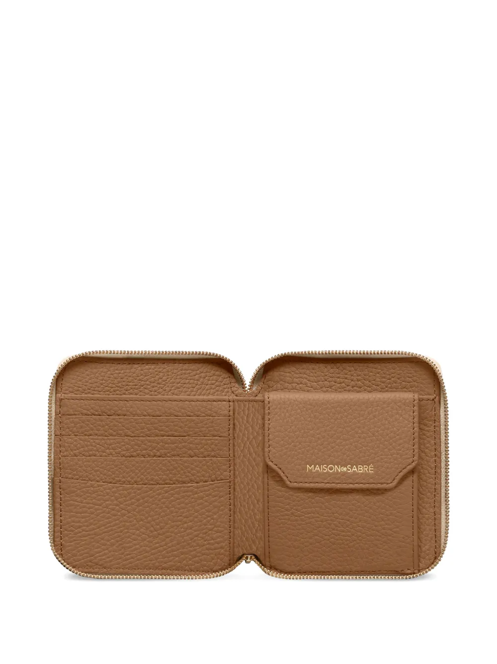 Maison De Sabre Zip Pebbled Leather Wallet In Neutral