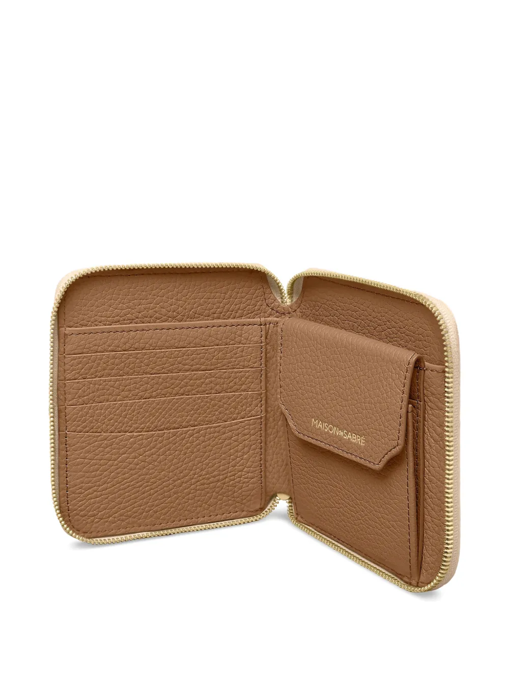 Maison De Sabre Zip Pebbled Leather Wallet In Neutral
