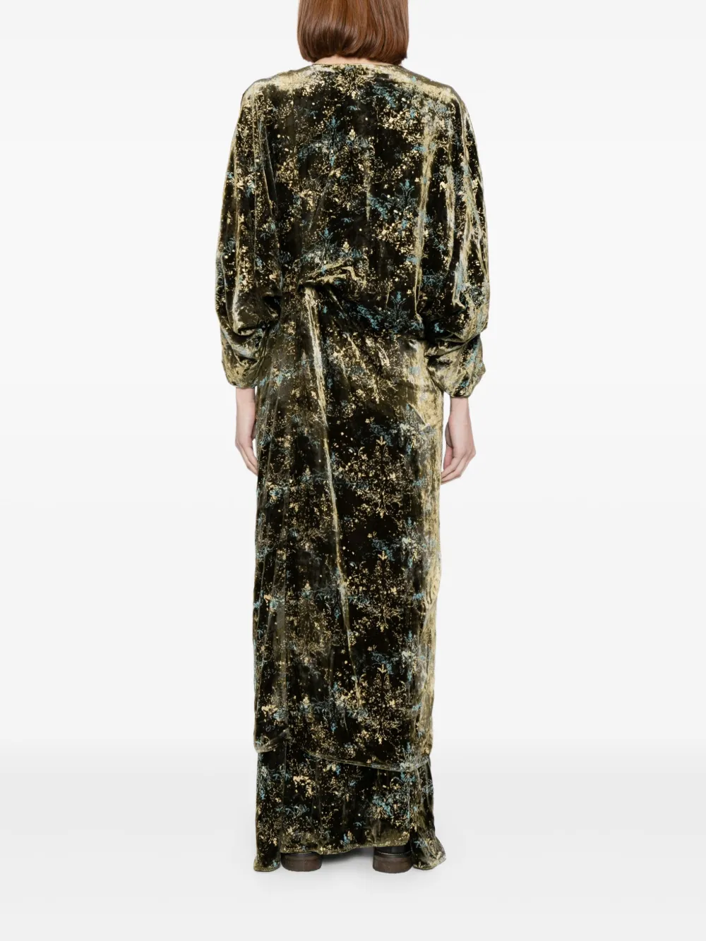 花卉印花中长连衣裙