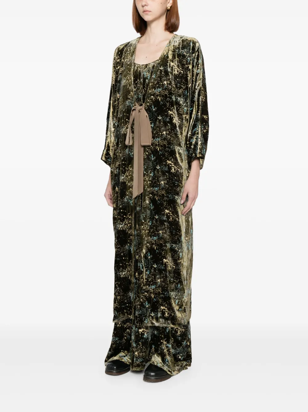 花卉印花中长连衣裙