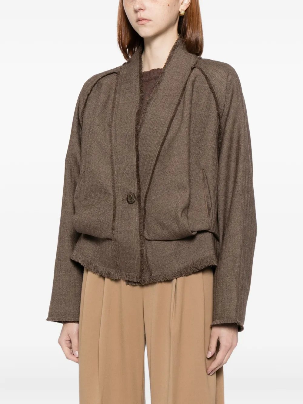 Yangkehan Drapierte Jacke In Brown