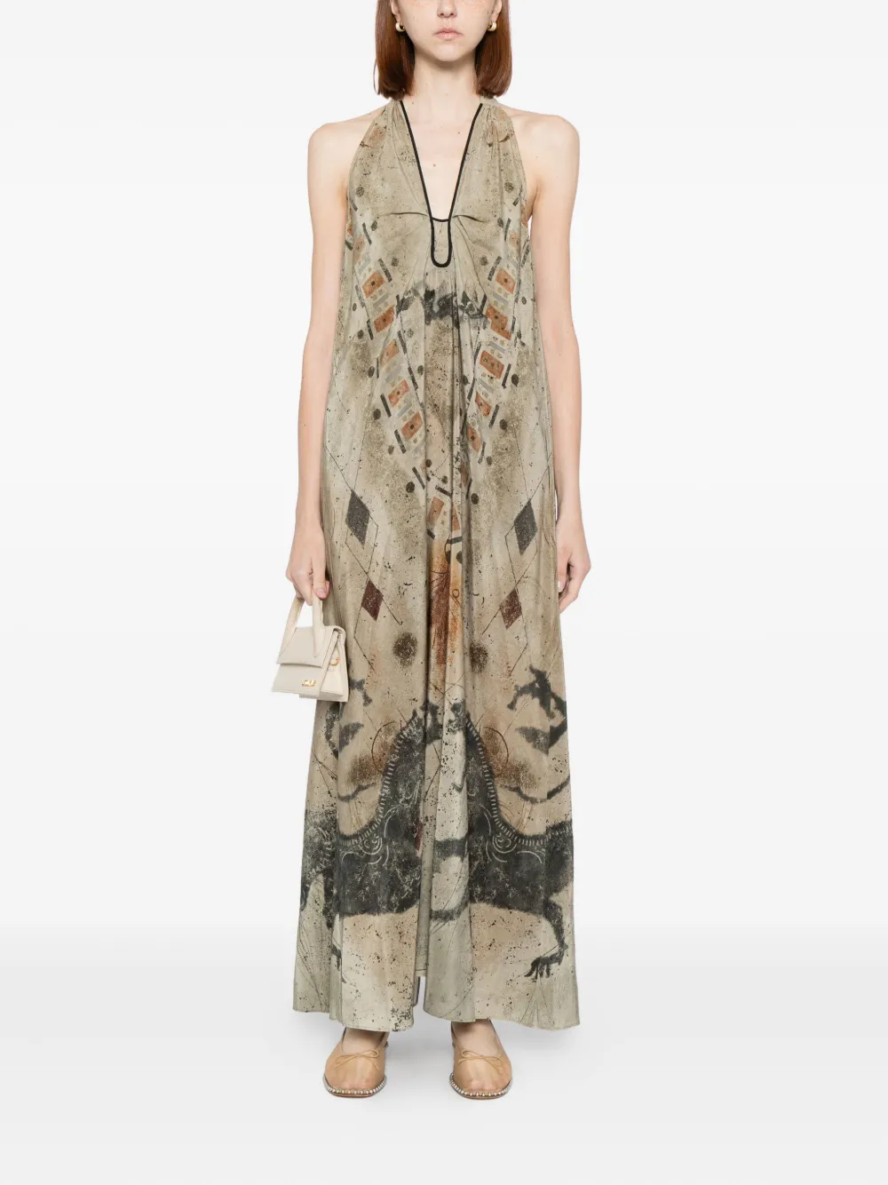 YANGKEHAN abstract-print maxi dress - Beige
