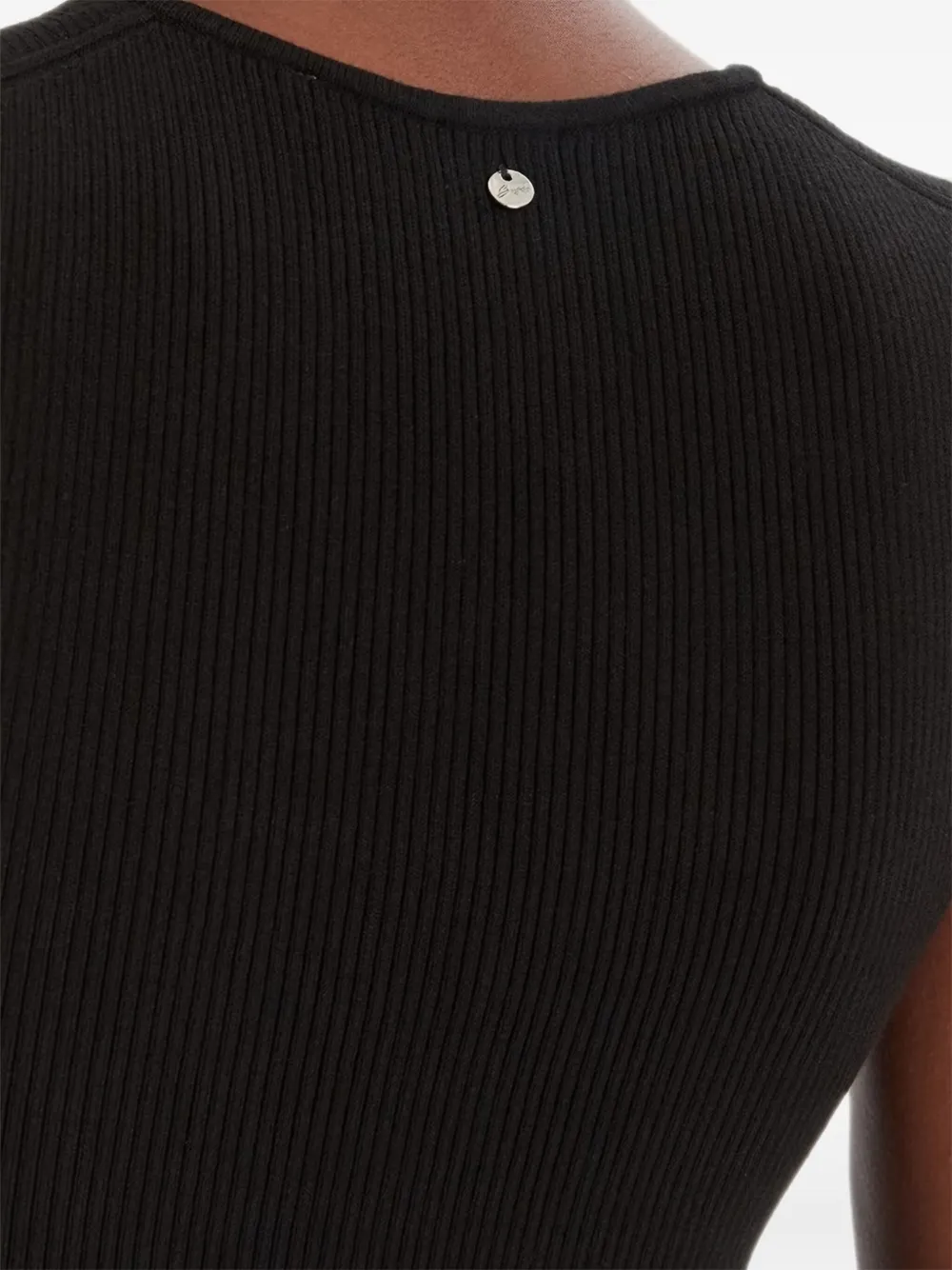 BOSS Geribbelde top met applicatie Zwart
