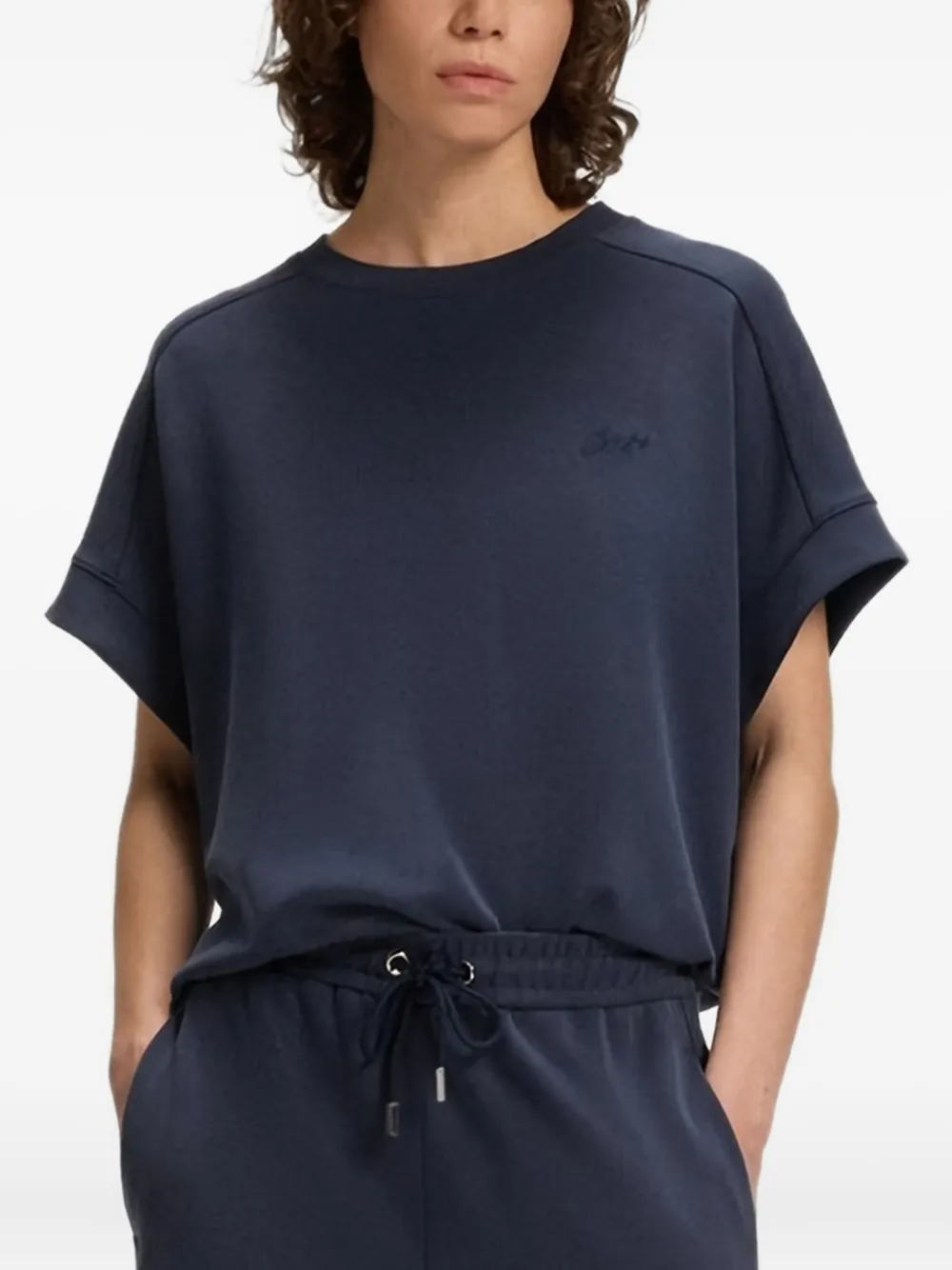 BOSS T-Shirt mit Logo-Stickerei - Blau