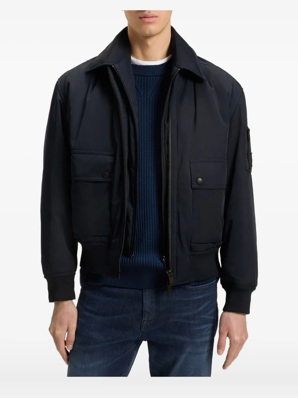BOSS zip-up bomber jacket | Blue | Image 1