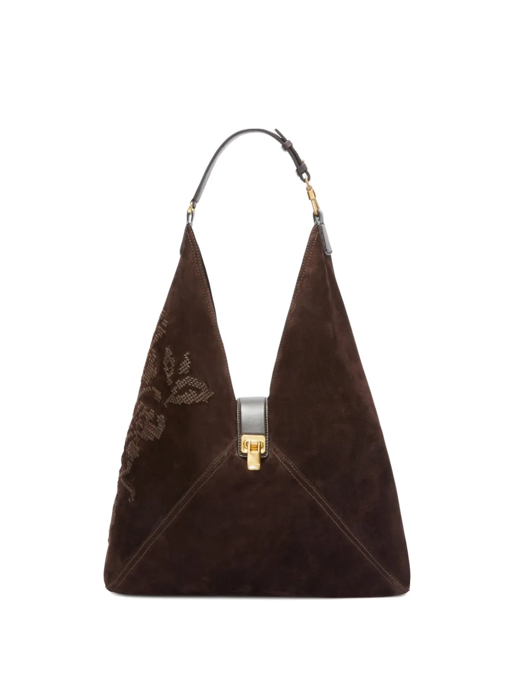Ermanno Scervino sac porté épaule Dudu brodé grand format | marron | Image 1