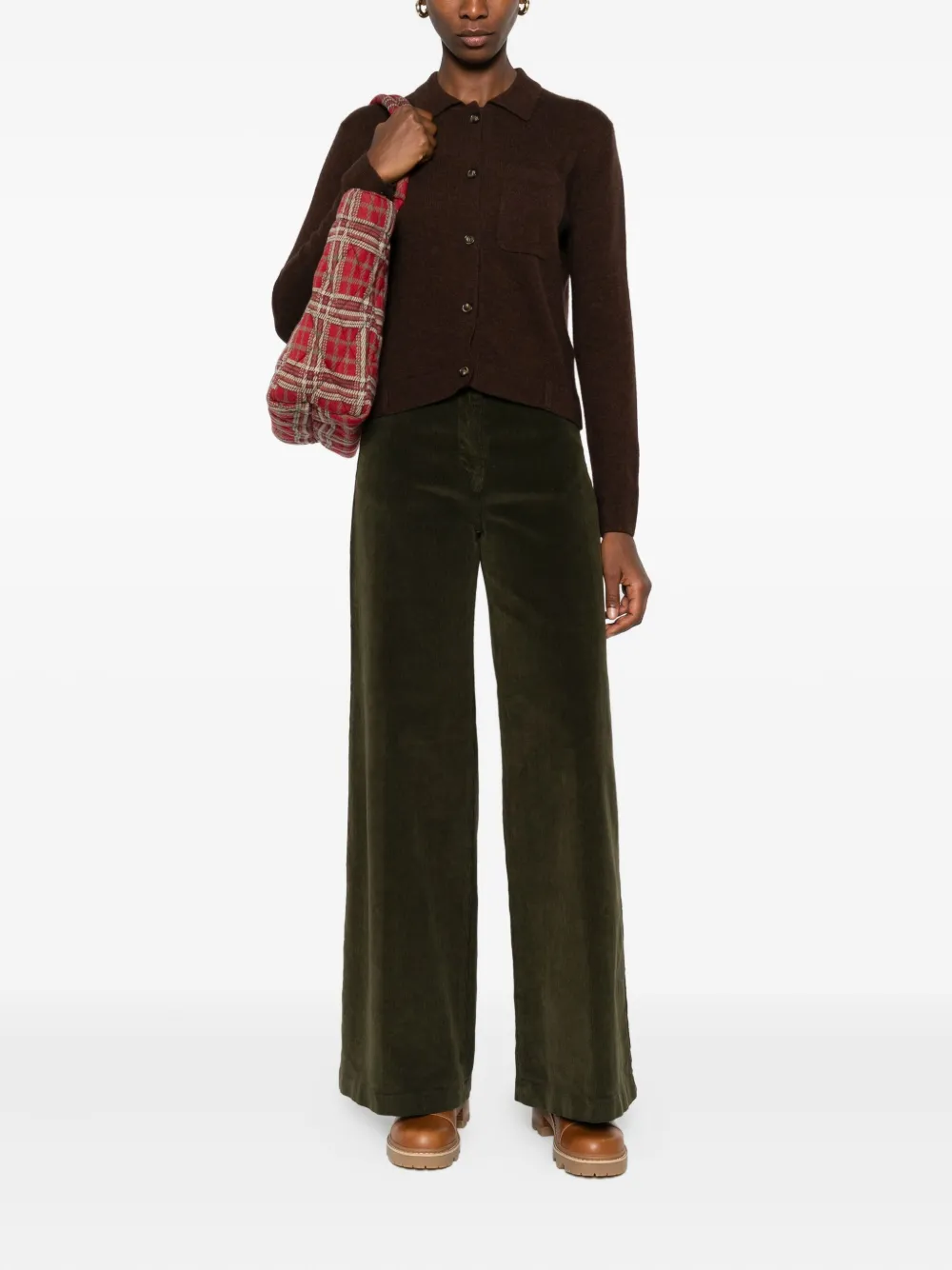 Absolut Cashmere Agnese Pocket Buttoned Cardigan In Brown