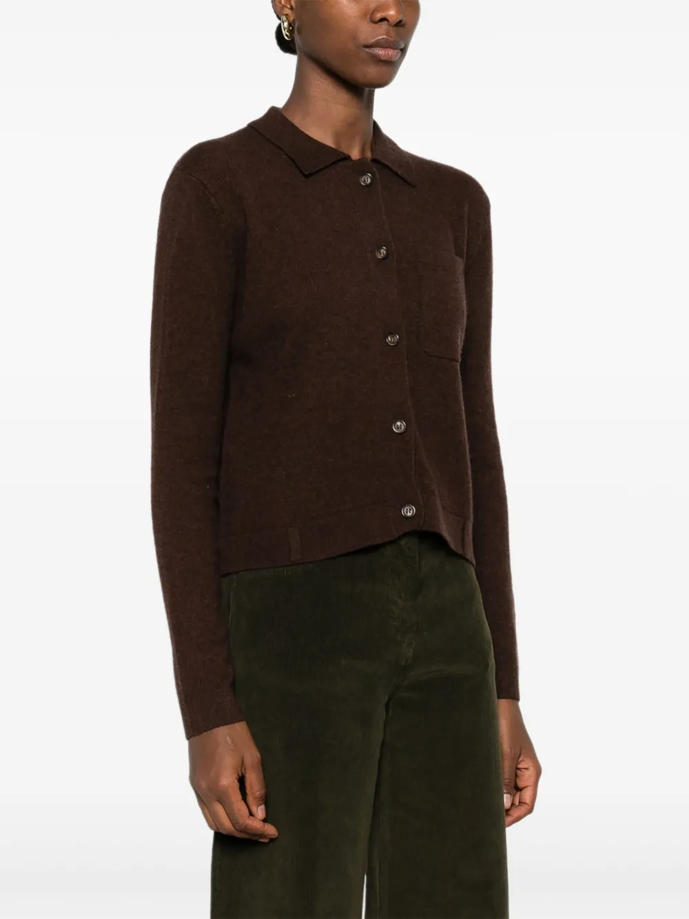 Absolut Cashmere Agnese Pocket Buttoned Cardigan In Brown
