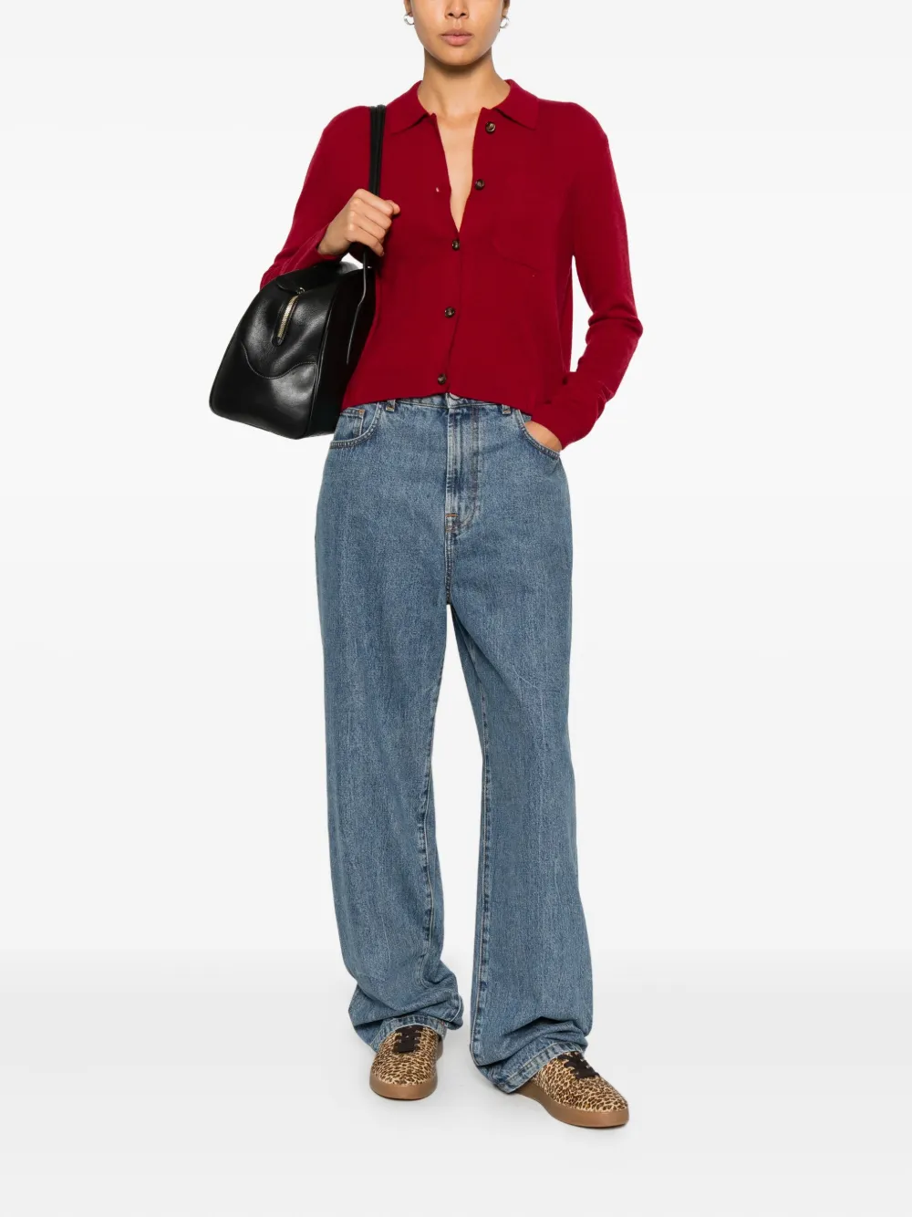 Absolut Cashmere Agnese Pocket Buttoned Cardigan In Red