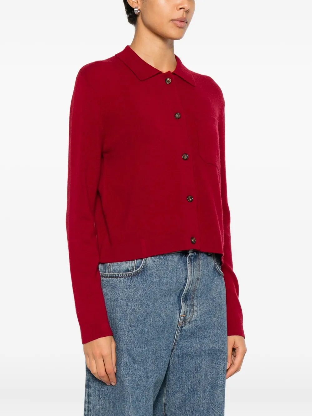 Absolut Cashmere Agnese Pocket Buttoned Cardigan In Red