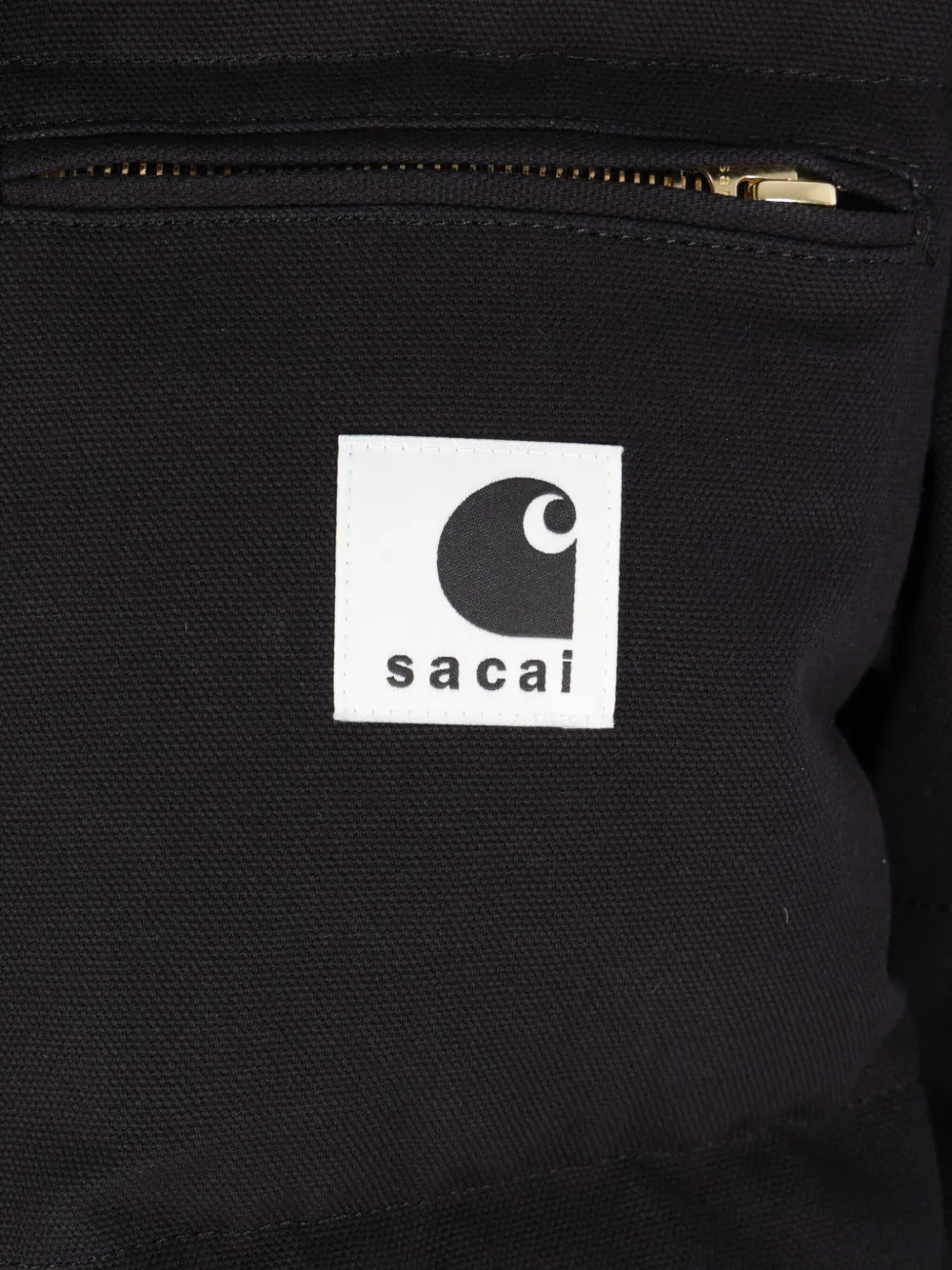 Sacai X Carhartt Wip Corduroy-collar Logo-patch Jacket In Black