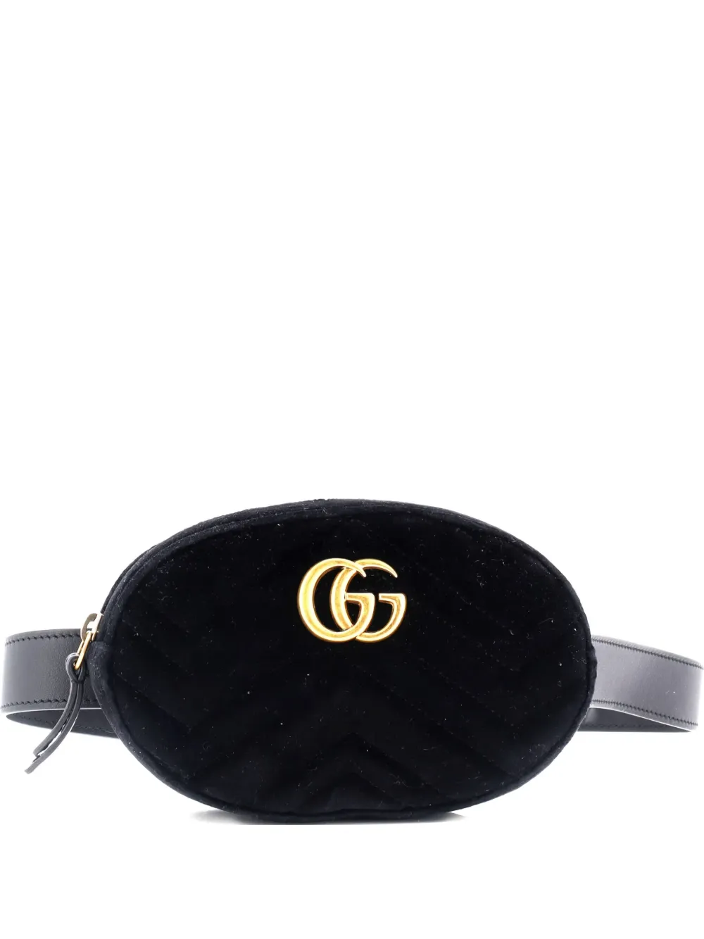 Pre-owned Gucci Gg Marmont Matelasse Belt Bag In Black