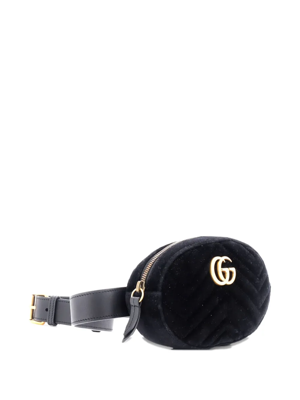 Pre-owned Gucci Gg Marmont Matelasse Belt Bag In Black