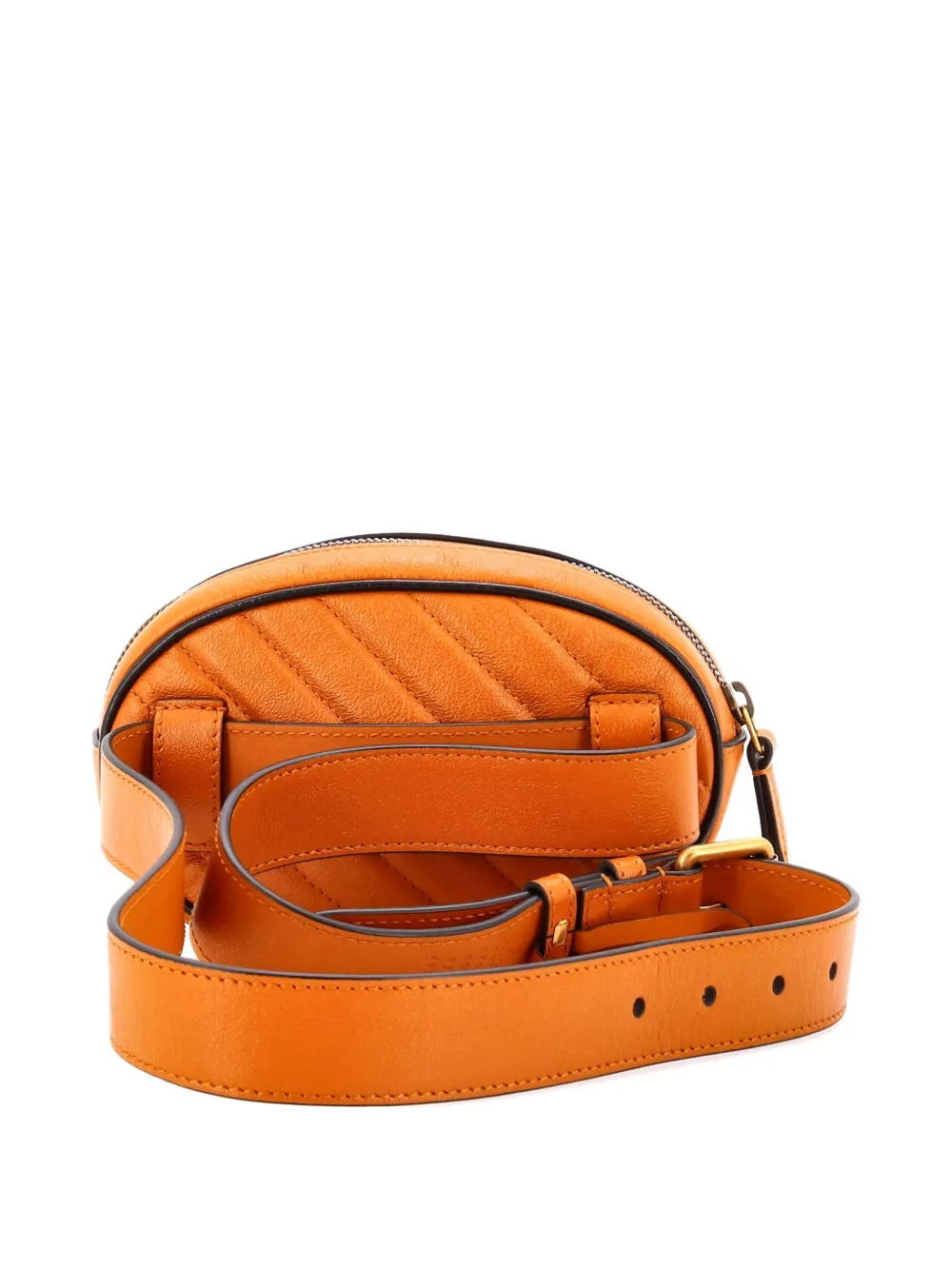 Pre-owned Gucci Gg Marmont Quilted Leather Belt Bag In Orange