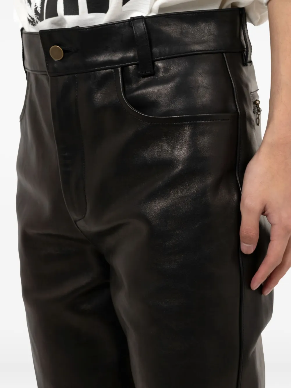 Miharayasuhiro Zip-pocket Leather Trousers In Black