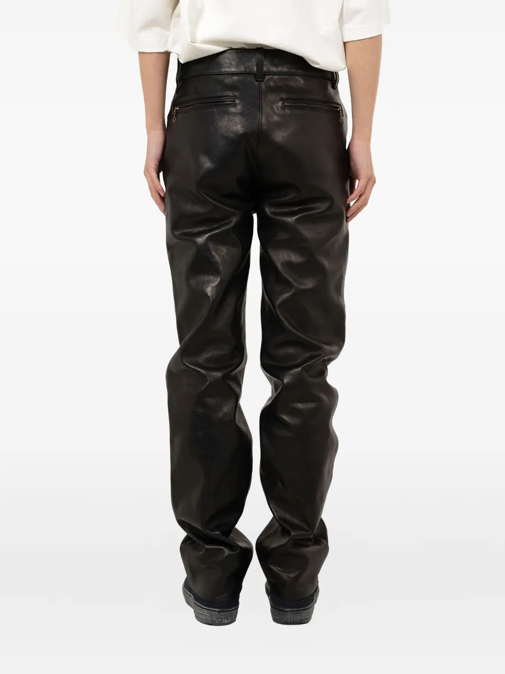 Miharayasuhiro Zip-pocket Leather Trousers In Black