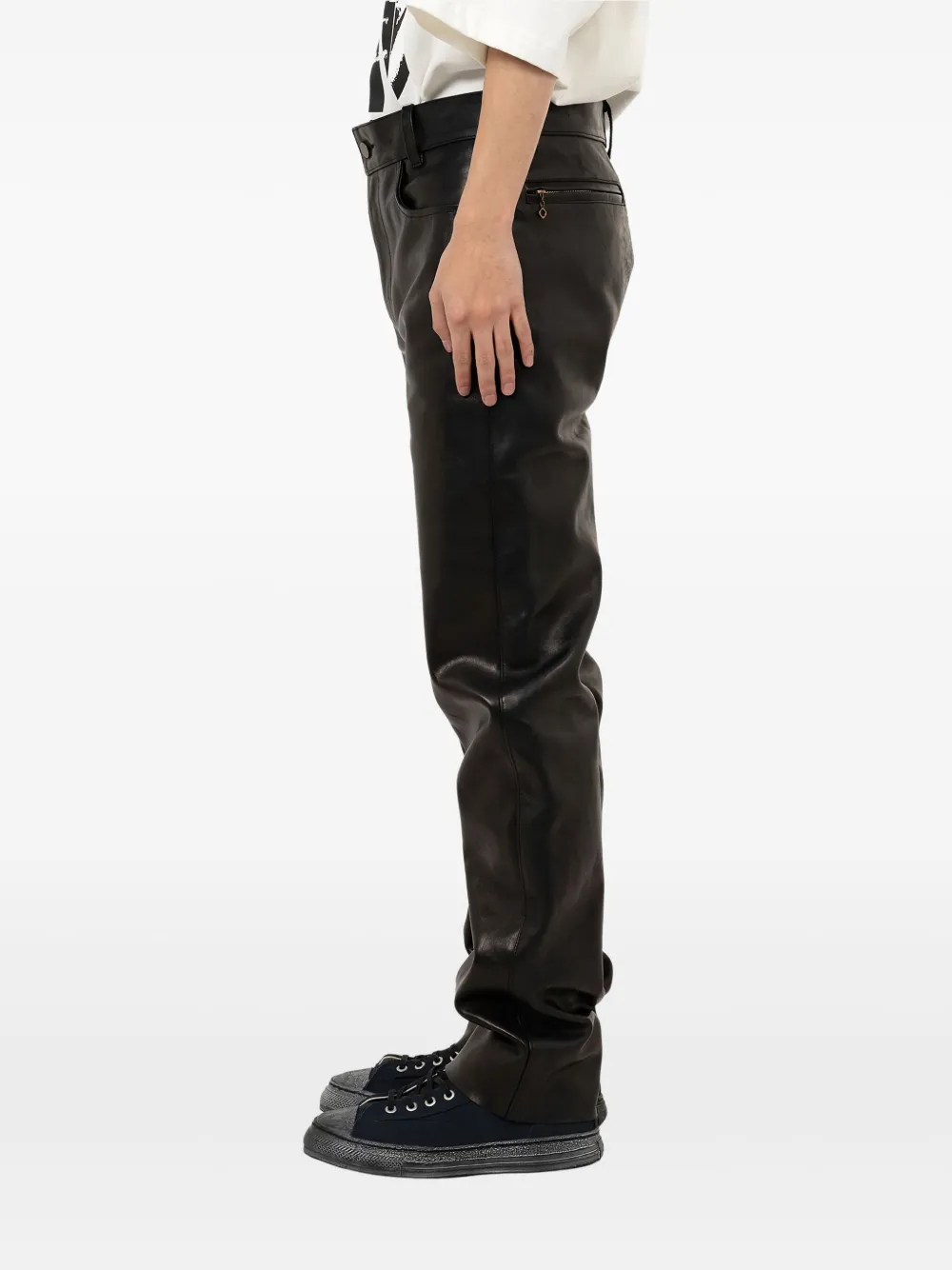 Maison MIHARA YASUHIRO Leren broek met ritszak - Zwart