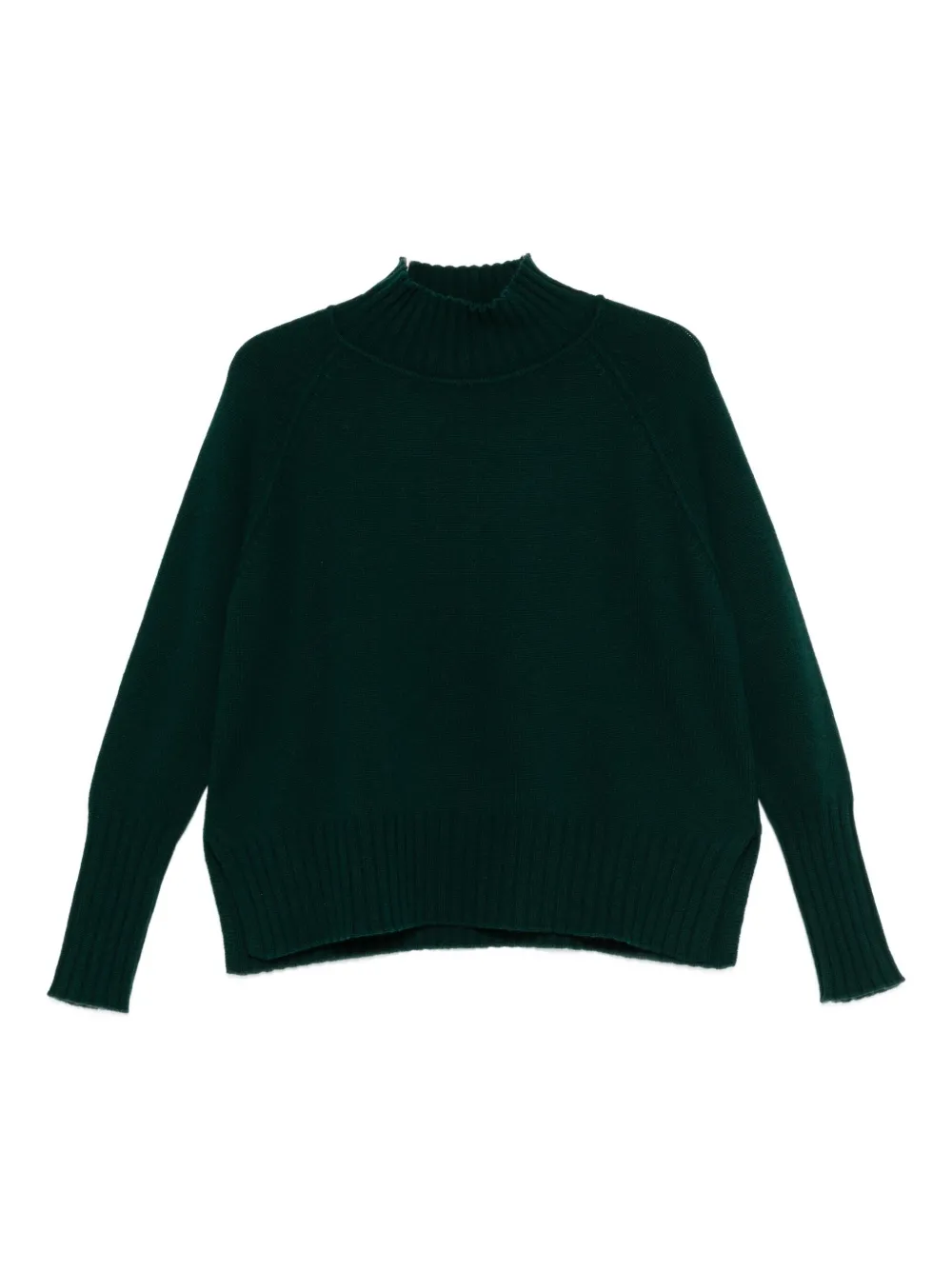 Beyou Ribbed High-neck Sweater In Green
