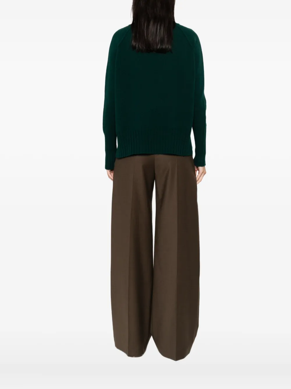 Beyou Ribbed High-neck Sweater In Green