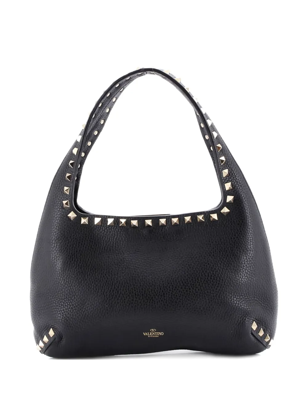 Pre-owned Valentino Garavani Rockstud Flip Lock Leather Small Bag In Black